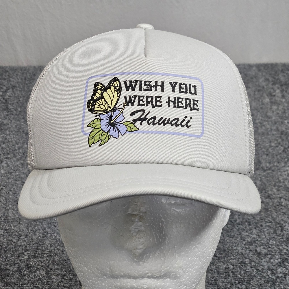 RVCA Wish You Were Here Hawaii Trucker Hat‎ White Tropical Resortwear Coastal